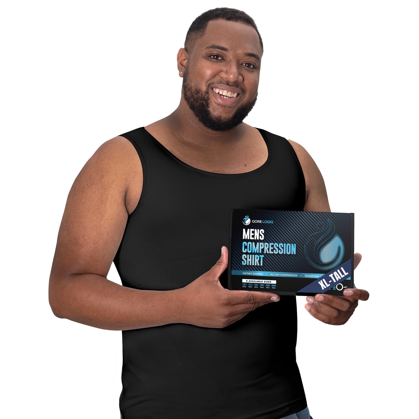 Compression Shirt Tank Top | Tall Length | Black - QORELOGIQ || color_black&fit_tall&size_large