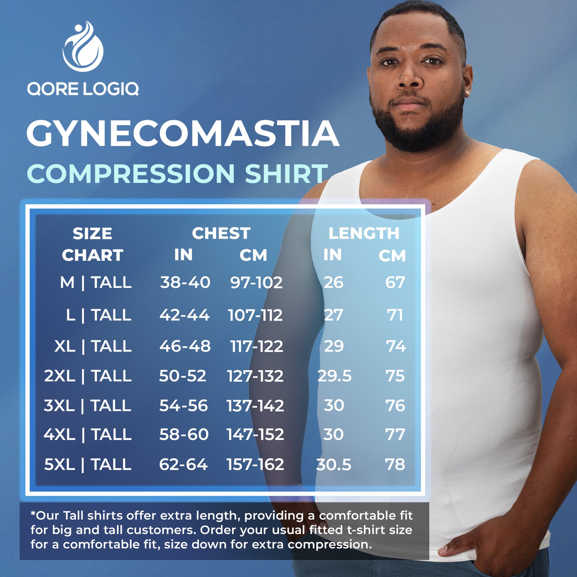 Compression Shirt Tank Top | Tall Length | White- QORELOGIQ || color_white&fit_tall