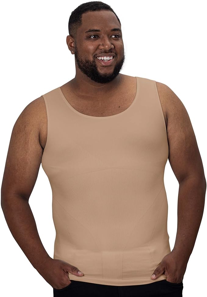 Compression Shirt Tank Top | Tall Length | Beige- QORELOGIQ  || color_beige&fit_tall